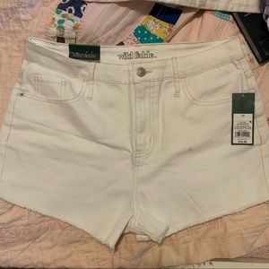 White High Waisted Jean Shorts